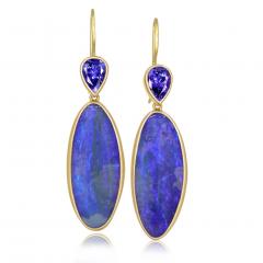 Lola Brooks Lola Brooks Ultramarine Opal Tanzanite Long Gold Dangle Drop Earrings - 4817608