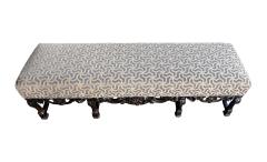 Long French Louis XIV Style Carved Walnut Bench - 3859042