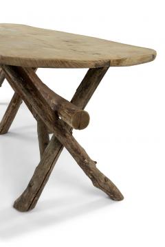 Long Live Edge Oval Top Table with Natural Shaped Trestle Base - 2785692