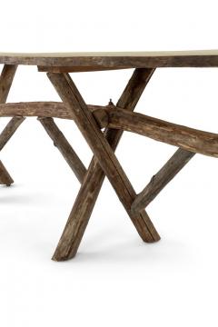 Long Live Edge Oval Top Table with Natural Shaped Trestle Base - 2785698