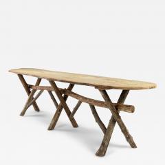Long Live Edge Oval Top Table with Natural Shaped Trestle Base - 2791242