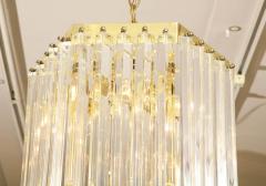 Long Mid Century Curved Lucite Ribbon Chandelier in Brass - 1663475