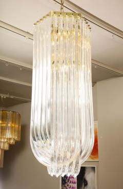 Long Mid Century Curved Lucite Ribbon Chandelier in Brass - 1663483