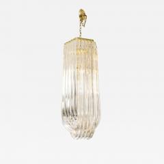 Long Mid Century Curved Lucite Ribbon Chandelier in Brass - 1677259
