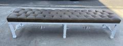 Long Modern Tufted Leather Bench - 3914726