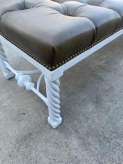 Long Modern Tufted Leather Bench - 3914727