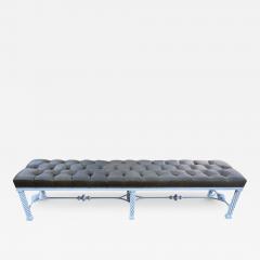 Long Modern Tufted Leather Bench - 3917377