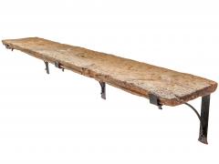 Long Raw wood Shelf with Iron Brackets - 3439160