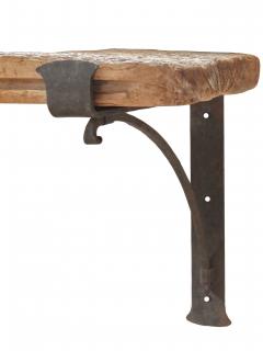 Long Raw wood Shelf with Iron Brackets - 3439164