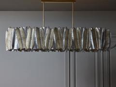 Long Silver and Champagne Murano Glass Chandelier - 4743262
