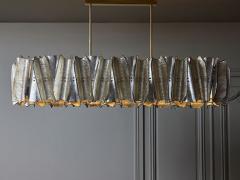 Long Silver and Champagne Murano Glass Chandelier - 4743313