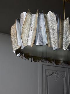 Long Silver and Champagne Murano Glass Chandelier - 4743316