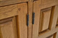 Long Spanish Brutalist Panel Cabinet in Oak Spain 1960s - 4142655