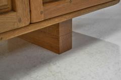 Long Spanish Brutalist Panel Cabinet in Oak Spain 1960s - 4142658