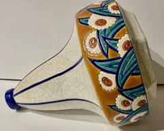 Longwy Longwy Art Deco French Cloisonn Ceramic Geometric Gourd Shape Large Vase - 3827968