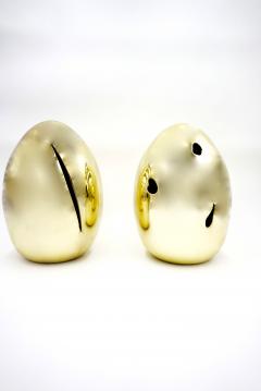 Lorenzo Ciompi GOLDEN EGGS pair of golden glazed ceramic lamps tribute to Lucio Fontana - 2999636