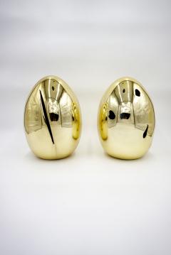 Lorenzo Ciompi GOLDEN EGGS pair of golden glazed ceramic lamps tribute to Lucio Fontana - 2999638