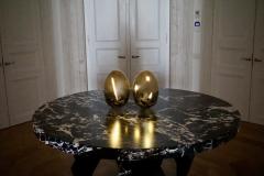 Lorenzo Ciompi GOLDEN EGGS pair of golden glazed ceramic lamps tribute to Lucio Fontana - 2999649