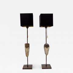 Lorenzo Ciompi Masterpieces of Light Pair of Cubist Table Lamps Fang Ngil Masks 1910 2021 - 2326262