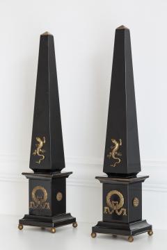 Lorenzo Ciompi Pair of Black Marble and Bronze Obelisks Gold Lizard Limited Edition 2017 - 1709913