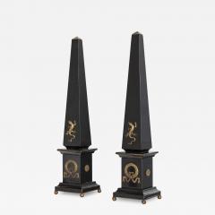 Lorenzo Ciompi Pair of Black Marble and Bronze Obelisks Gold Lizard Limited Edition 2017 - 1711160