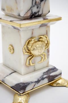 Lorenzo Ciompi Pair of Breccia Medicea Marble and Bronze Obelisks Crabs Limit Edition 2018 - 3908392