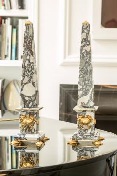 Lorenzo Ciompi Pair of Breccia Medicea Marble and Bronze Obelisks Crabs Limited Edition 2018 - 1709792