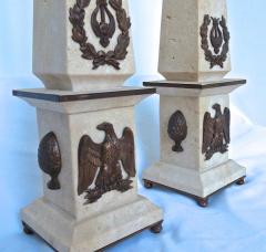 Lorenzo Ciompi Pair of Italian Roman Travertine and Bronze Obelisks Empire Limited Ed 2019 - 1713446