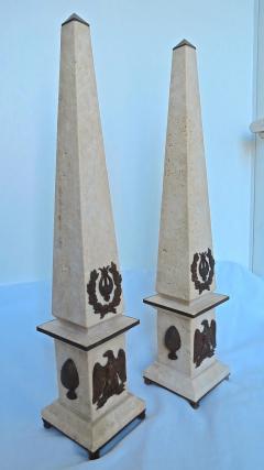 Lorenzo Ciompi Pair of Italian Roman Travertine and Bronze Obelisks Empire Limited Ed 2019 - 1713457