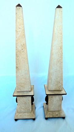 Lorenzo Ciompi Pair of Italian Roman Travertine and Bronze Obelisks Empire Limited Ed 2019 - 1713476