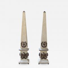 Lorenzo Ciompi Pair of Italian Roman Travertine and Bronze Obelisks Empire Limited Ed 2019 - 1717782