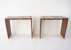 Lorenzo Ciompi pair of C U Lorenzo Ciompi wood brass and marble console tables Italy 2022 - 2763089