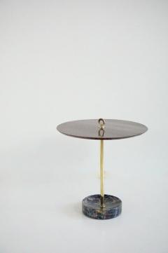 Lorenzo Ciompi round gueridon side table brass marble and walnut C6 Lorenzo Ciompi 2025 - 4230988