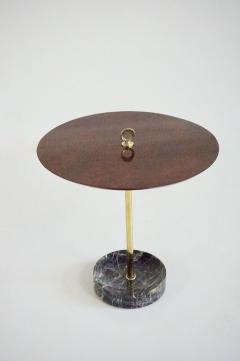 Lorenzo Ciompi round gueridon side table brass marble and walnut C6 Lorenzo Ciompi 2025 - 4230989