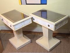 Lorin Jackson Lorin Jackson Grosfeld House Pair Carved Wood Consoles 1940s Leather Tops - 4414844