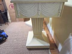 Lorin Jackson Lorin Jackson Grosfeld House Pair Carved Wood Consoles 1940s Leather Tops - 4414848