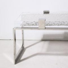 Lorin Marsh Modernist Luxe Nickel and Lucite Chipped Block Cocktail Table by Lorin Marsh - 3473944