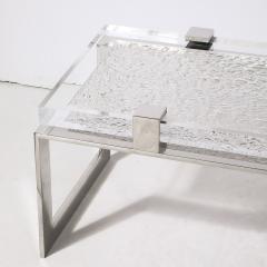 Lorin Marsh Modernist Luxe Nickel and Lucite Chipped Block Cocktail Table by Lorin Marsh - 3473948