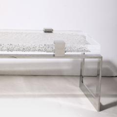 Lorin Marsh Modernist Luxe Nickel and Lucite Chipped Block Cocktail Table by Lorin Marsh - 3473955