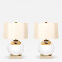 Lorin Marsh Modernist Mercury Glass Table Lamps with Leather Wrapped Bases by Lorin Marsh - 4659941