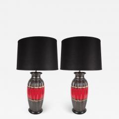 Lorin Marsh Modernist Pair of Decorated Ceramic Table Urn Form Lamps by Lorin Marsh - 1486361