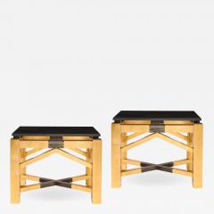 Lorin Marsh Pair of Art Deco Style Roark Gilded End Tables w Granite Tops by Lorin Marsh - 2094557