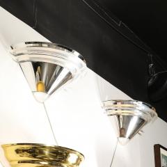 Lorin Marsh Pair of Mid Century Modernist Saturn Sconces in Chrome and Lucite by Lorin Marsh - 3751634