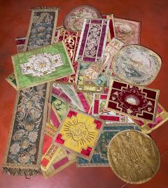 Lot Of Table Runners Made From Old Fabrics And Tapestries From The 17 19 Century - 2764436