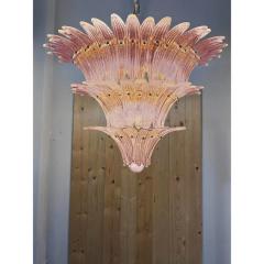 Lot of 2 Mid Century Modern Pink Palmette Murano Glass Chandeliers a Pair - 4492969