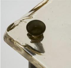 Lothar Klute L thar Klute Forged Iron Cast Lead Crystal Top Side Table Germany 1983 - 4368120