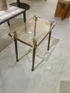 Lothar Klute L thar Klute Forged Iron Cast Lead Crystal Top Side Table Germany 1983 - 4368122