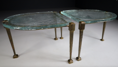 Lothar Klute Pair Exceptional 1980s Lothar Klute Bronze And Glass Side Tables Germany - 2495203