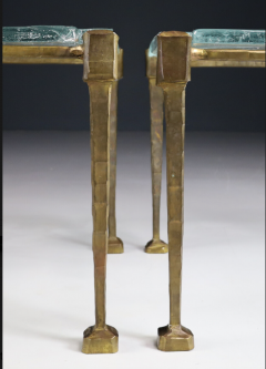 Lothar Klute Pair Exceptional 1980s Lothar Klute Bronze And Glass Side Tables Germany - 2495205