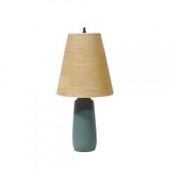 Lotte Gunnar Bostlund Mid Century Blue Ceramic Fiber Shaded Table Lamps by Lotte Gunnar Bostlund - 4142207